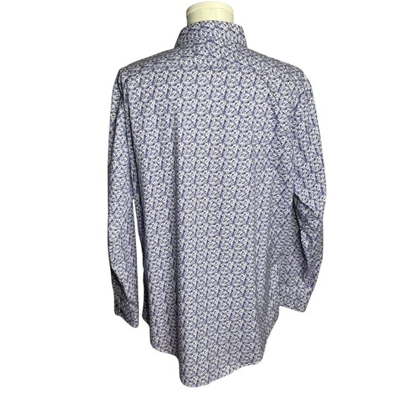 Nordstrom Non-Iron Shirt 17.5 34-35 Purple Floral Stretch Trim Fit Long Sleeve - Picture 4 of 7